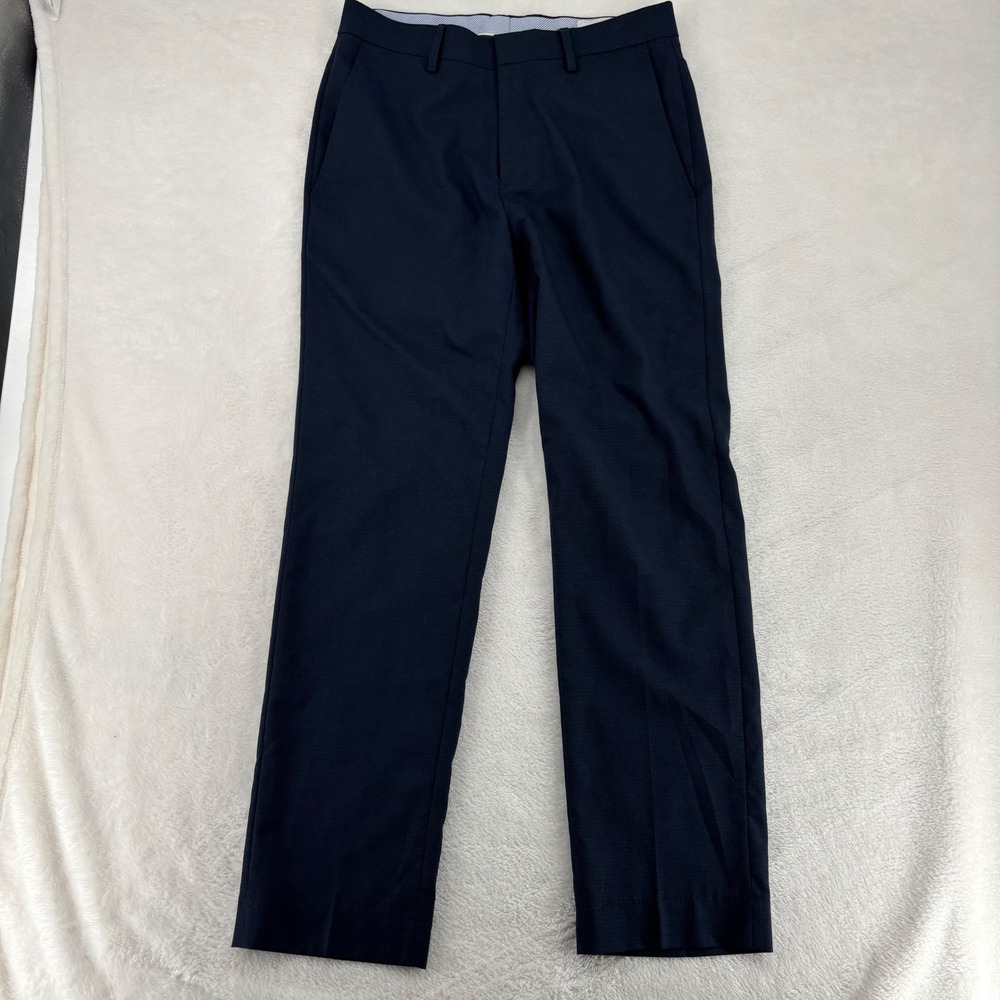 J.M. Haggar Slim Fit Navy Blue Dress Pants Mens 30x32 HY80280 412 Flat Front